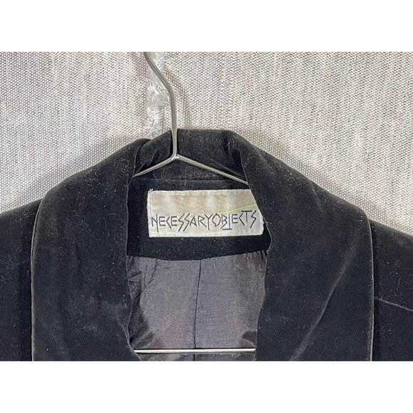 Vintage 70s 80s Necessary Objects Black Velvet Double Breasted Coat - Picture 3 of 7
